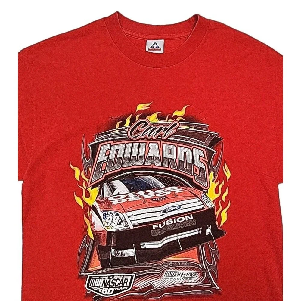 Carl Edwards T-Shirt Red Men Sz Large Nascar #99 Auto Racing 2008 Ford Rousch